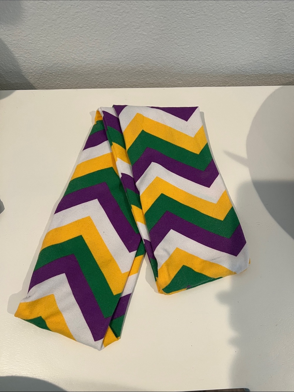 Chevron Mardi Gras Scarf in Purple, Green, Yellow & White